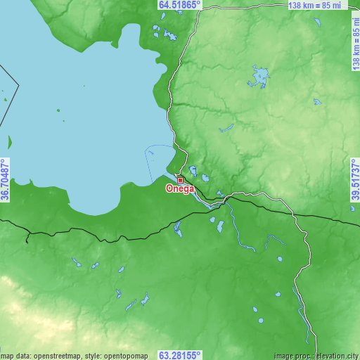 Topographic map of Onega