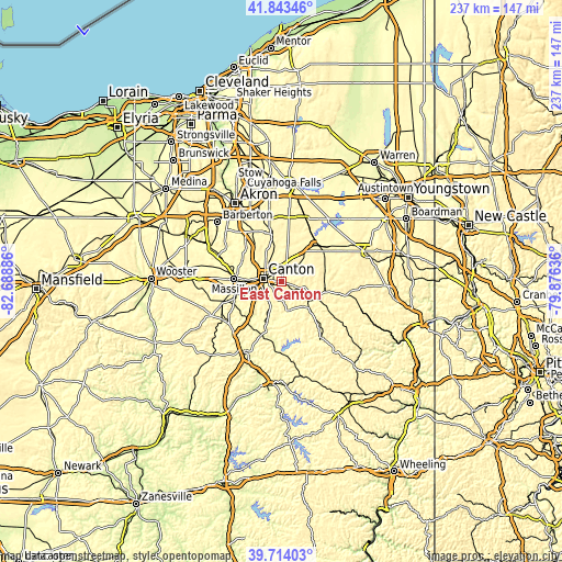 Topographic map of East Canton