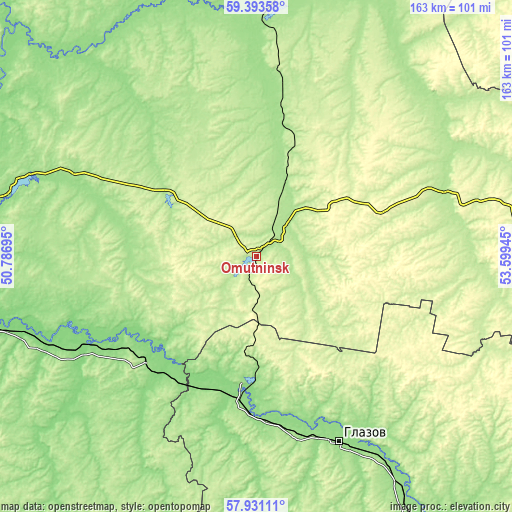 Topographic map of Omutninsk