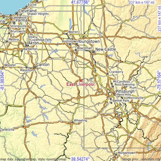 Topographic map of East Liverpool