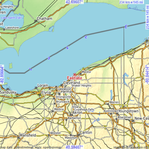 Topographic map of Eastlake