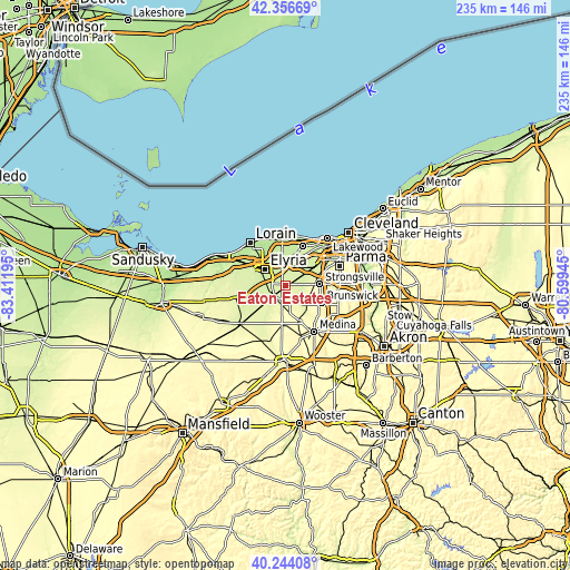 Topographic map of Eaton Estates