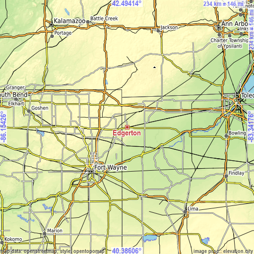 Topographic map of Edgerton