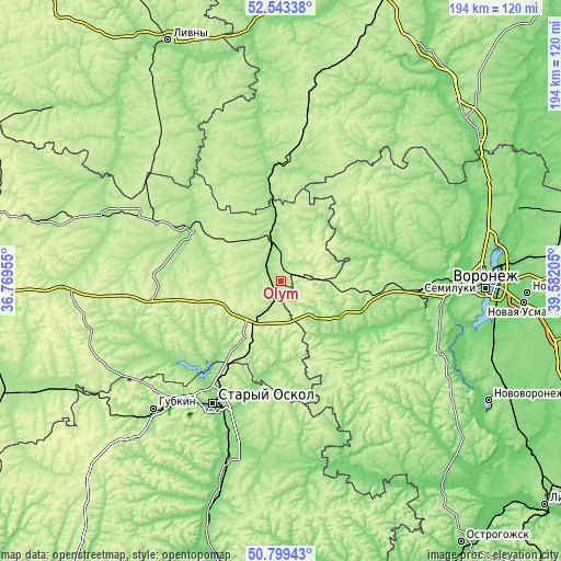 Topographic map of Olym