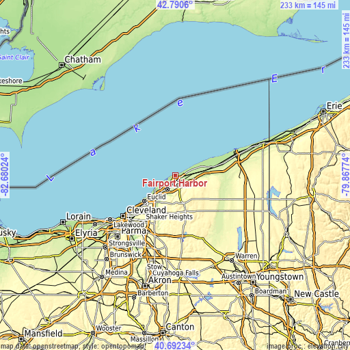 Topographic map of Fairport Harbor