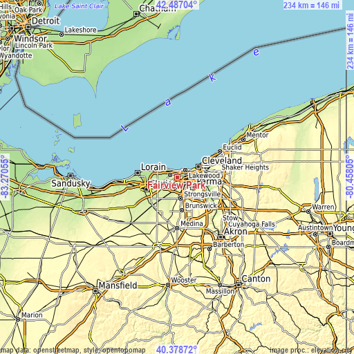 Topographic map of Fairview Park