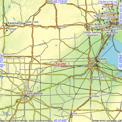 Topographic map of Fayette