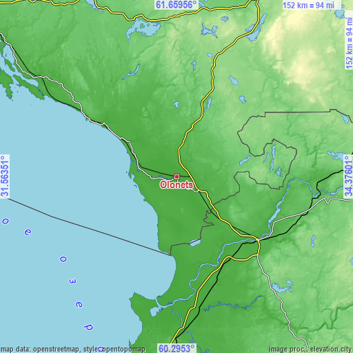 Topographic map of Olonets