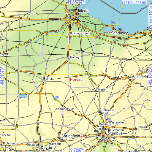 Topographic map of Forest