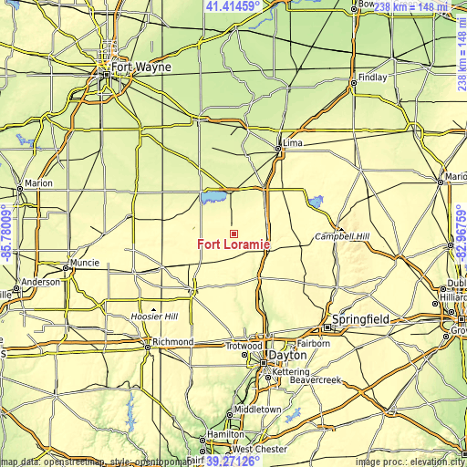 Topographic map of Fort Loramie