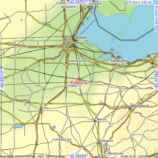 Topographic map of Fostoria