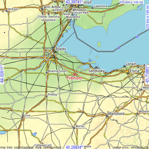 Topographic map of Fremont