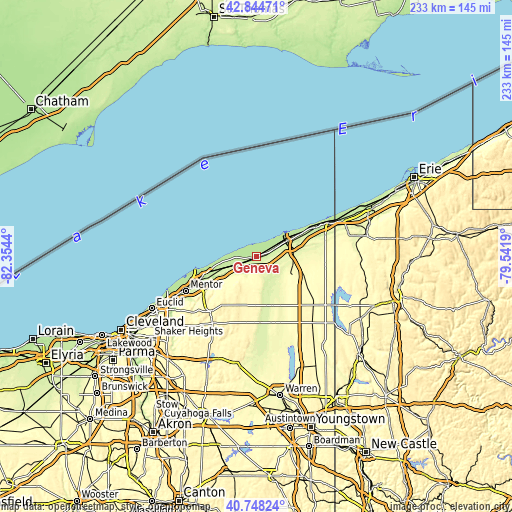 Topographic map of Geneva