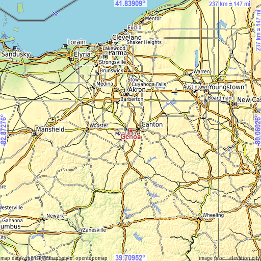 Topographic map of Genoa