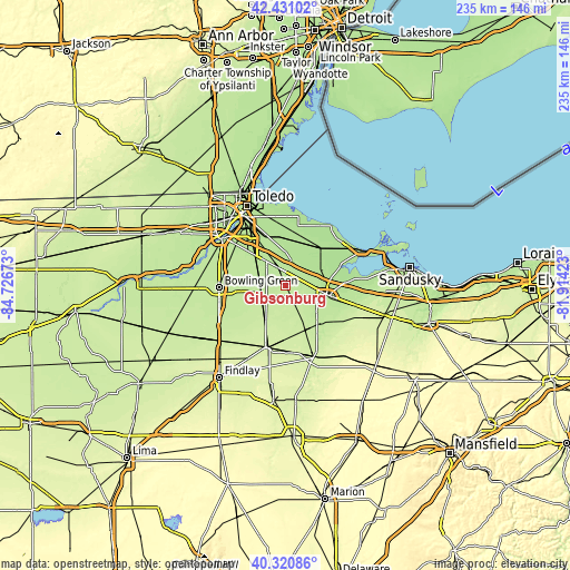 Topographic map of Gibsonburg