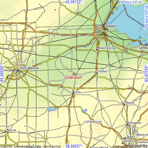 Topographic map of Glandorf