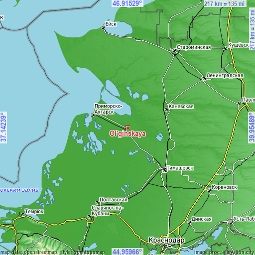 Topographic map of Ol’ginskaya