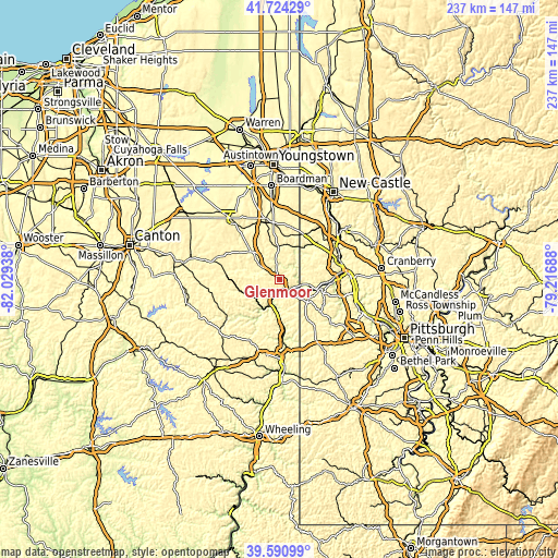 Topographic map of Glenmoor