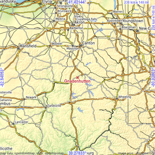 Topographic map of Gnadenhutten