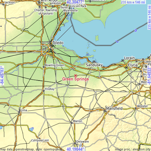 Topographic map of Green Springs