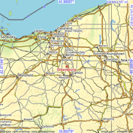 Topographic map of Greensburg