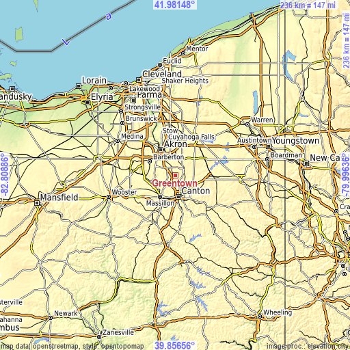 Topographic map of Greentown