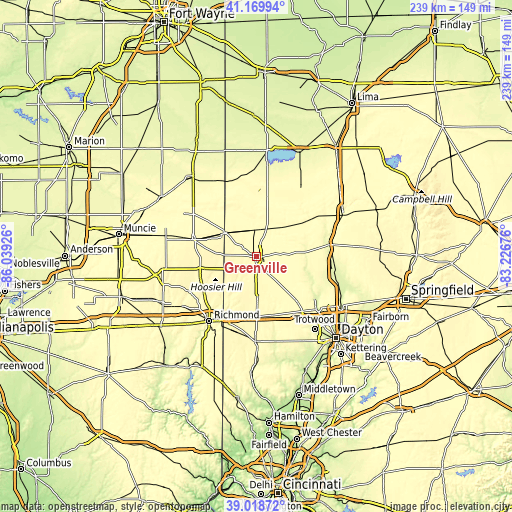 Topographic map of Greenville