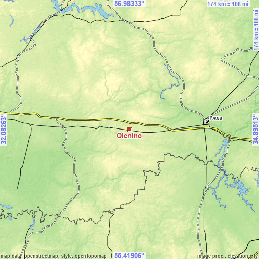 Topographic map of Olenino