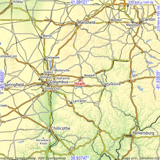 Topographic map of Heath