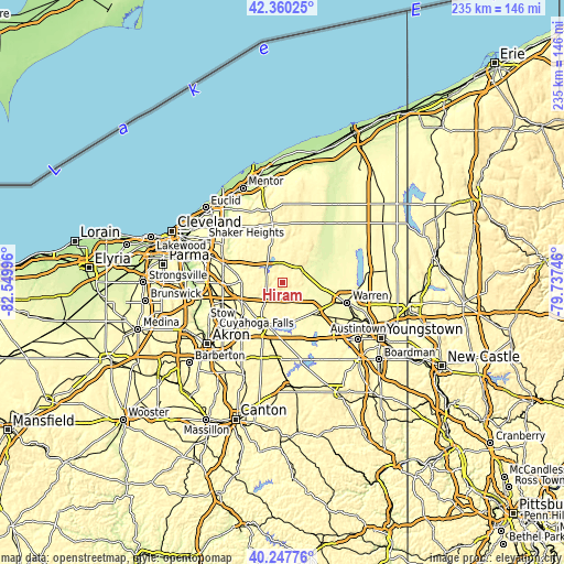 Topographic map of Hiram