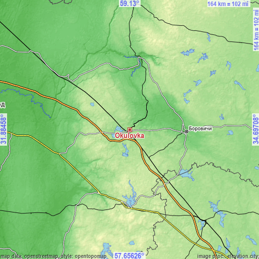 Topographic map of Okulovka