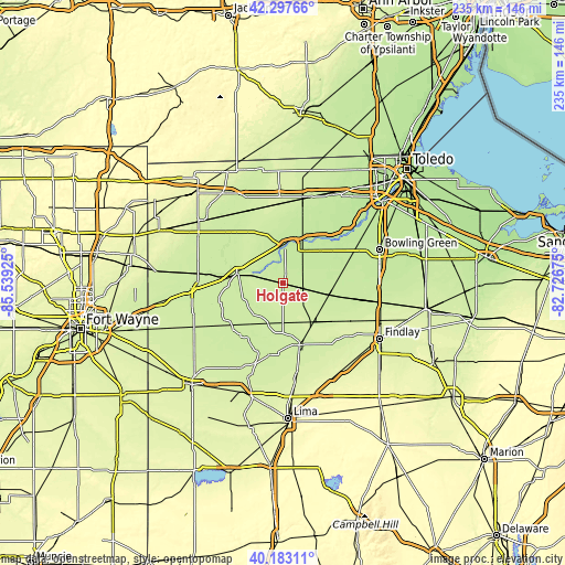 Topographic map of Holgate