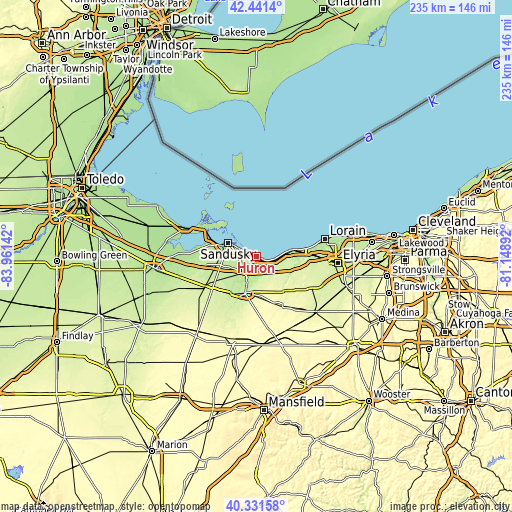 Topographic map of Huron