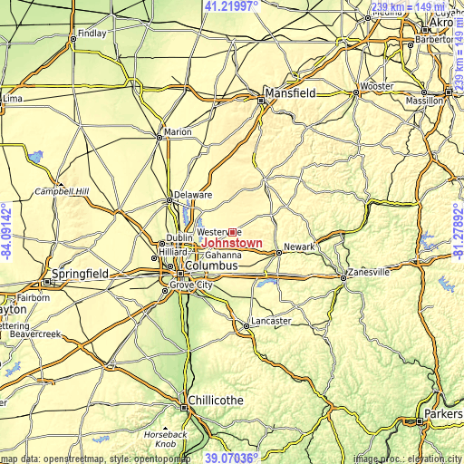 Topographic map of Johnstown