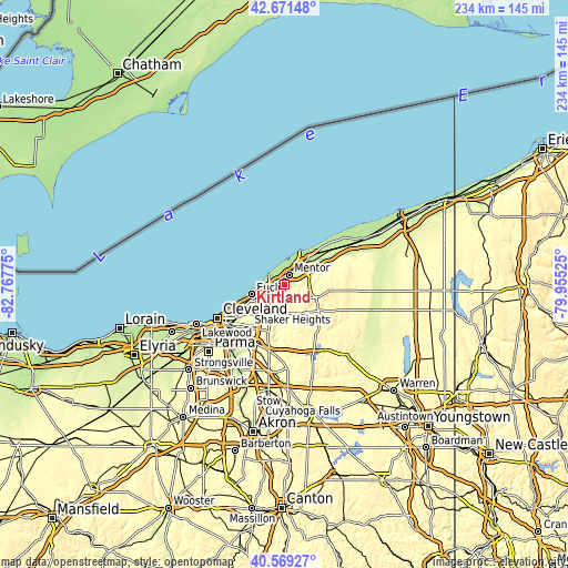 Topographic map of Kirtland