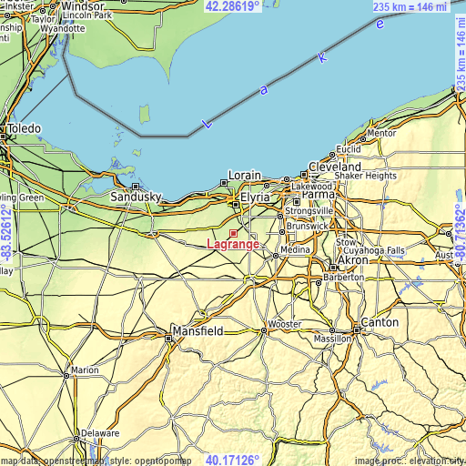 Topographic map of Lagrange