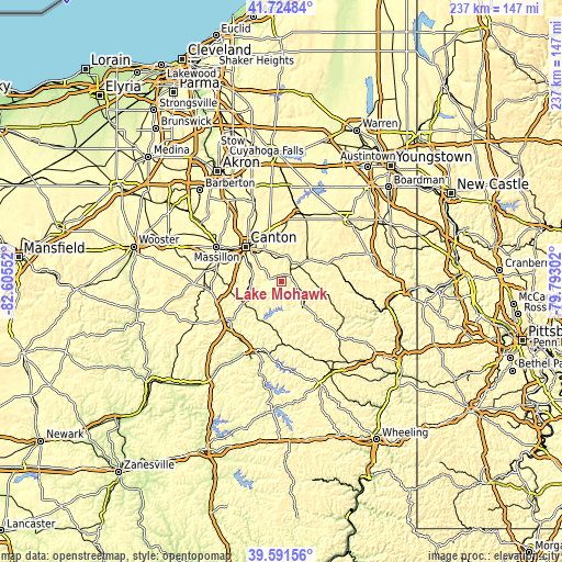 Topographic map of Lake Mohawk