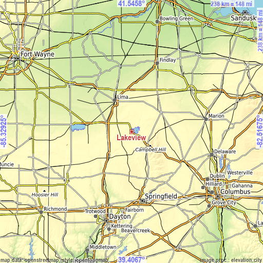 Topographic map of Lakeview