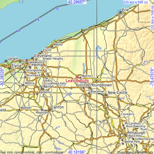 Topographic map of Leavittsburg