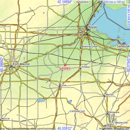 Topographic map of Leipsic