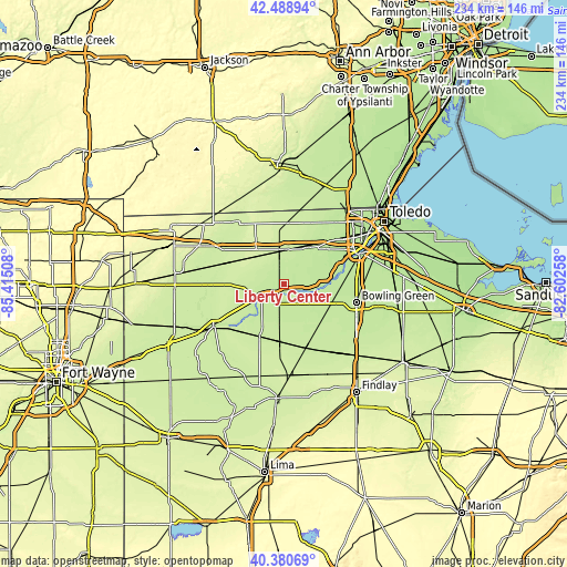 Topographic map of Liberty Center