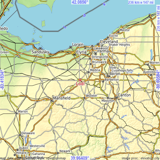 Topographic map of Lodi