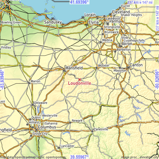 Topographic map of Loudonville