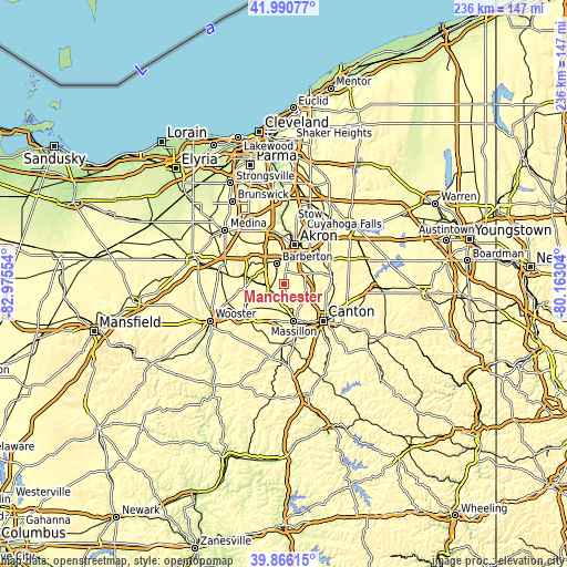 Topographic map of Manchester