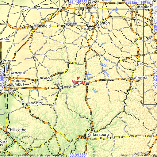 Topographic map of Mantua