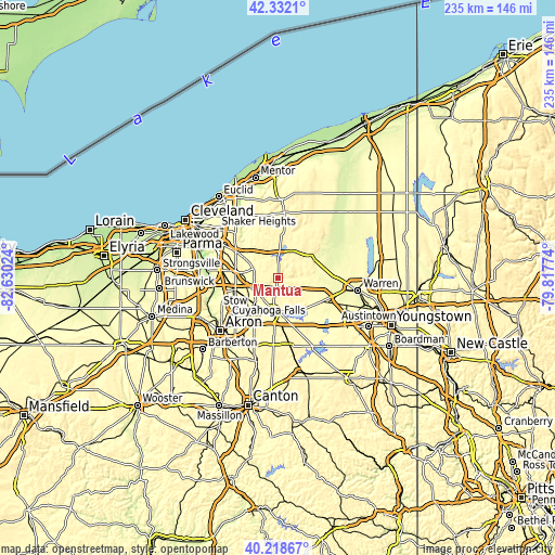 Topographic map of Mantua