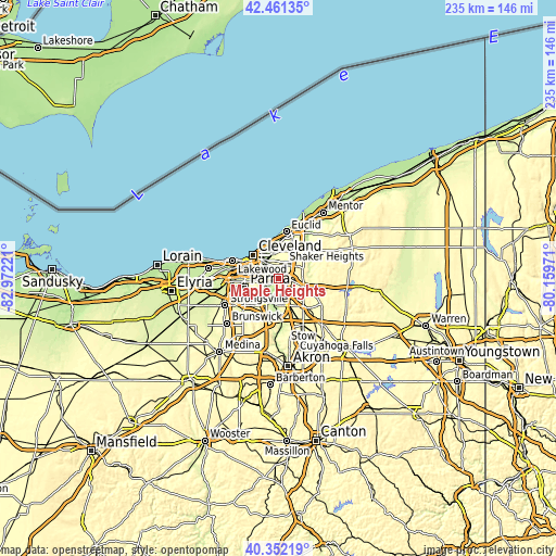 Topographic map of Maple Heights