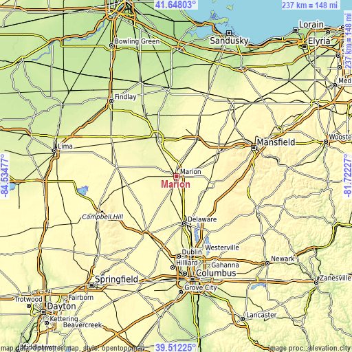 Topographic map of Marion