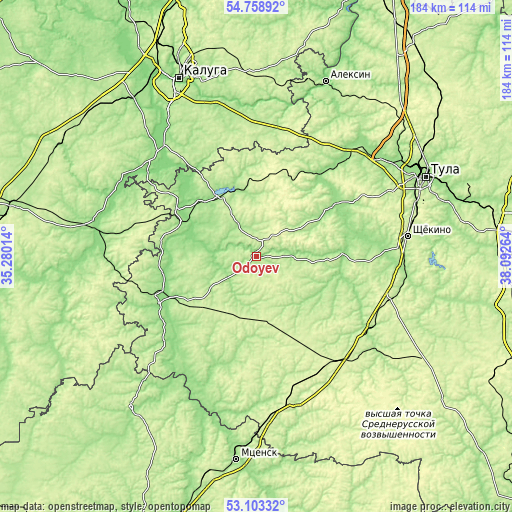 Topographic map of Odoyev