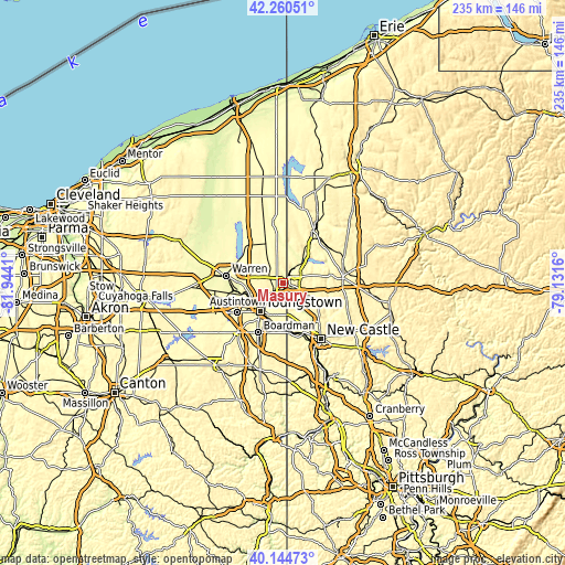 Topographic map of Masury